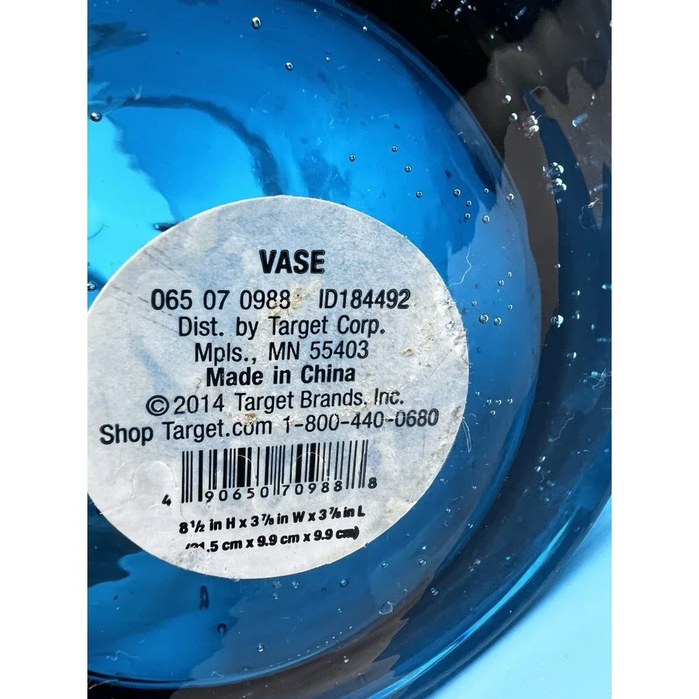 Set Of 2 Vases tall heavy 2014 Target blue 8 1/2: